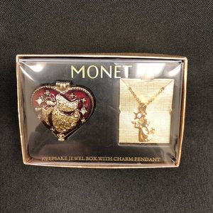 *NEW* MONET keepsake heart box with angel necklace